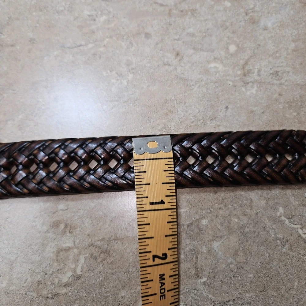 Dockers Bonded Braid Leather Strap‎ Belt Men 44/110 Brown Brass Tone Buckle